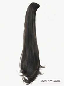 Medium Straight Ponytail Synthetic Hair Extension With Claw - Black - View 2