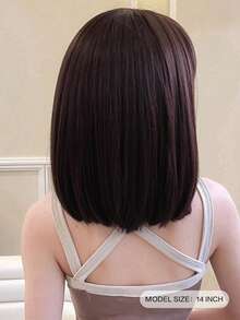 短直筒人造假髮帶劉海 - 黑色 - 查看 5