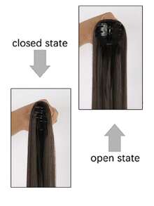 Phần mở rộng tóc tổng hợp đuôi ngựa thẳng trung bình với móng vuốt - màu nâu - Xem 4