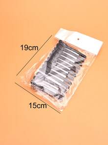 造型髮夾12入組塑料鱷魚造型女士理髮工具 - 黑色 - 查看 6