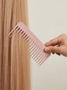1pc Wide Tooth Comb For Hair Styling, Pink Color Hair Brush, Wide-Tooth Comb For Pompadour Hairstyle, Wide Teeth Comb, Anti Tangle Comb Wide Tooth, Anti-Static Comb Straight & Natural Hair - Gentle Detangling Hair Brush For Women Anti Tangle Comb Wide Tooth, Hair Brush, Comb, Hair Tools, Hair Products And Accessories For Barber Salon Beauty Travel Essentials - Pink - View 3