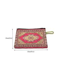 Pink Embroidered Hibiscus Flower Women's Wallet, Teacher's Day Gift, Mini Wallet, Coin Purse - Multicolor - View 4