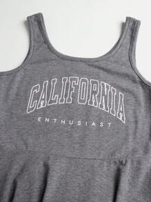 SHEIN Đầm Gái Lá thư Giải trí - Xám - Xem 3