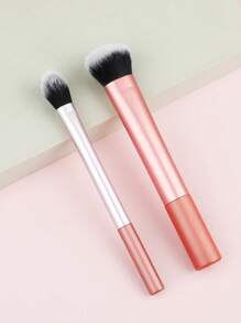 2pcs Metal Handle Angled Contour Brush + Gradient Brush Makeup Brush Set, Includes Foundation Brush, Gradient Brush, Shadow Brush, Powder Brush, Contour Brush, Suitable For Beginners & Travel - Multicolor - View 8