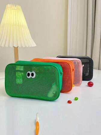 簡約風便攜網紗收納袋,拉鍊多用途小袋,輕便洗漱用品洗漱包郵輪必備