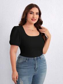 SHEIN Essnce Plus Solid Square Neck Tee