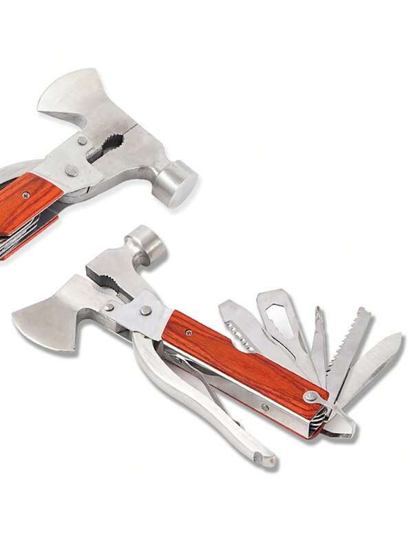 قطعة واحدة مطرقة متعددة الوظائف 16 في 1 للسيارة والخارج، بشكل قرن الخروف، مطرقة وفأس للتخييم والأنشطة الخارجية