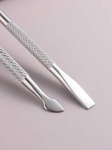 FULL BEAUTY 多功能角質層推動器和去除器，2入組不銹鋼指甲死皮去除工具 - 銀色 - 查看 4