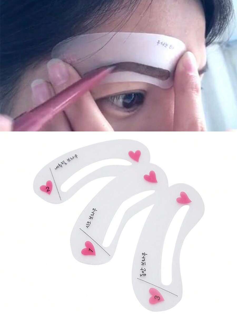 多功能眉卡3入组矽膠眉模適用於不同眉形 - 彩色 - 查看 1