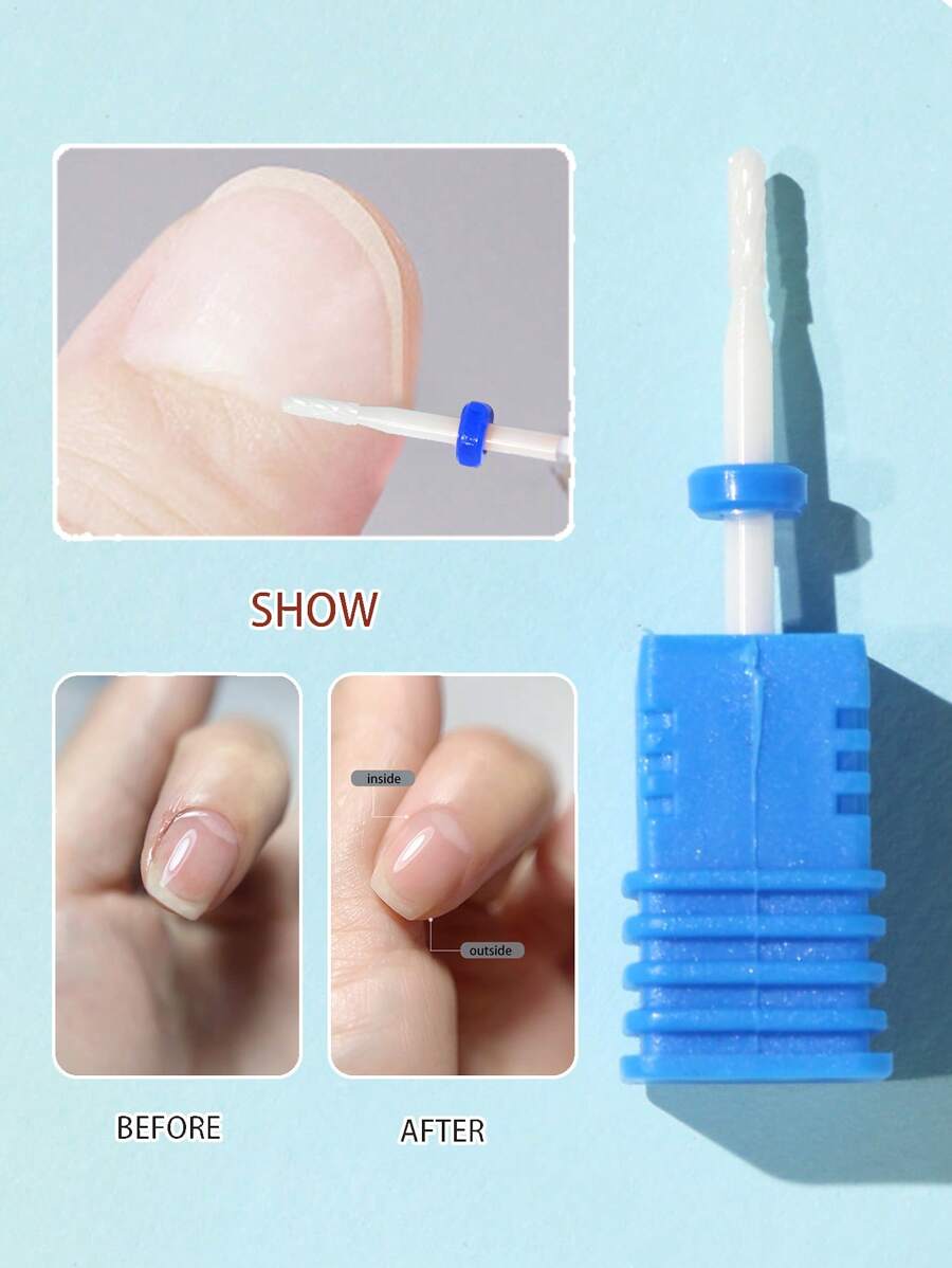 Móng Tay Chuyên Nghiệp Mũi, 1 Sứ Móng Tay Nghệ Thuật Đầu Tẩy Tế Bào Chết, Mài, Đánh Bóng, Keo Dán Móng Tay - Màu xanh lam - Xem 1