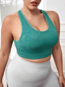 Sujetador deportivo unicolor de espalda nadador - Verde - Ver 4