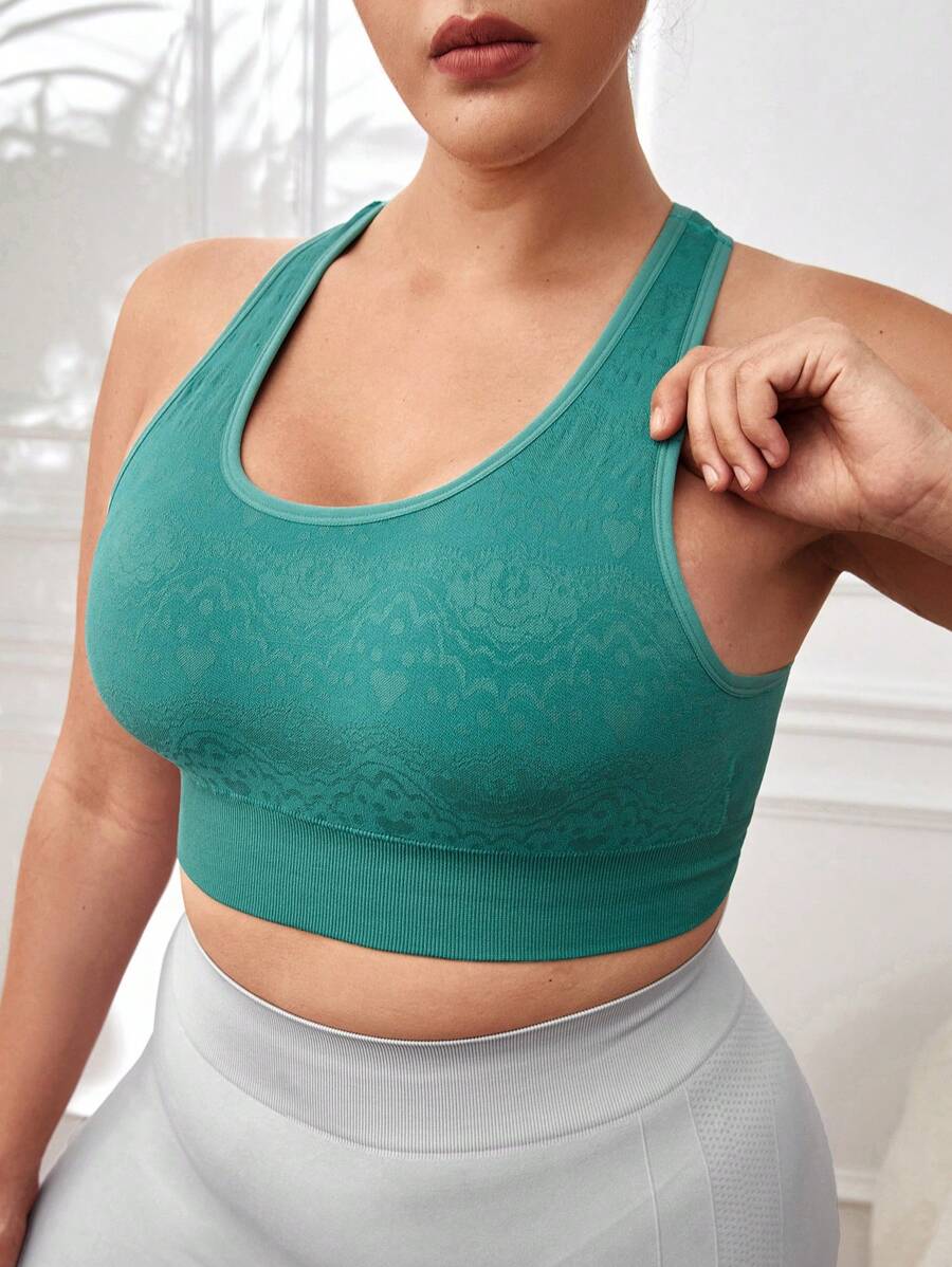 Sujetador deportivo unicolor de espalda nadador - Verde - Ver 1