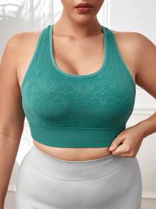 Sujetador deportivo unicolor de espalda nadador - Verde - Ver 5