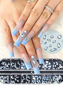 FULL BEAUTY 1box Rhinestone Nail Art Decoration - Gold - View 5