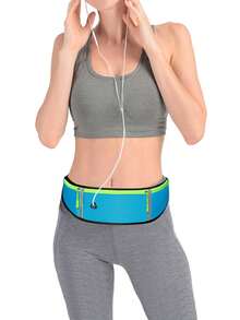 Riñonera para correr de color combinado poliéster - Azul - Ver 1