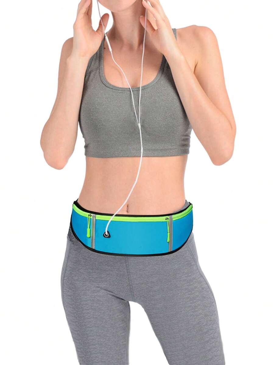 Riñonera para correr de color combinado poliéster - Azul - Ver 1