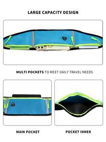 Riñonera para correr de color combinado poliéster - Azul - Ver 4