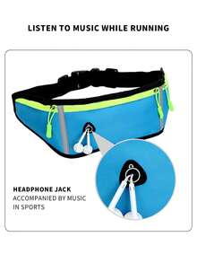 Riñonera para correr de color combinado poliéster - Azul - Ver 6