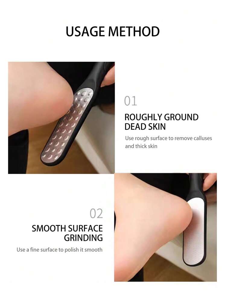 Multi-Function Foot Dead Skin File, 1pc Stainless Steel Portable Foot Care Tool - Black and White - View 4