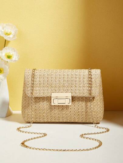 Bolso cruzado tejido de unicolor a la moda, adecuado para uso diario de mujeres