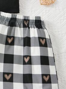 SHEIN Piżamy dla dziewczynek Kratka Serce Śliczny