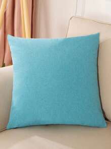 1pc Solid Color Cushion Cover Without Filler, Modern Linen Decorative Throw Pillow Case For Home - Blue - View 1