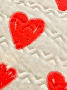 1pc Heart Print Quilted Bedspread, Modern Heart Pattern Soft Quilt For Bedroom, Summer - Multicolor - View 9
