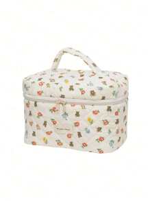 Túi xốp Túi đựng đồ vệ sinh cá nhân hình gấu và hoa di động khi đi du lịch Thích hợp cho kỳ nghỉ đựng đồ trang điểm - trắng - Xem 1