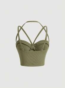 SHEIN MOD Top de tirantes bustier unicolor - Verde militar - Ver 2