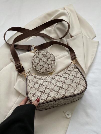 Bolso Hobo Portátil Con Estampado Geométrico Con Cremallera Y Monedero Para Niñas Adolescentes, Mujeres Universitarias, Trabajadoras De Cuello Blanco, Novatas Y Trabajadoras De Cuello Blanco. Glamuroso, Elegante Y Exquisito Para Vacaciones Y Ricos. Perfecto Para Oficina, Aire Libre, Fiesta, Baile, Cena, Boda, Trabajo, Negocios, Viaje Y Mujer Bolsa Con Monedero.