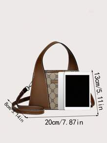 Bolsa cuadrada mini con patrón geométrico con tira ajustable PU - Multicolor - Ver 3
