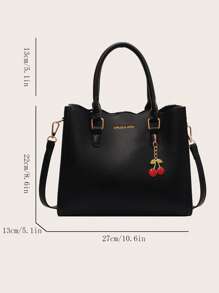 字母壓紋方包櫻桃裝飾拉鍊