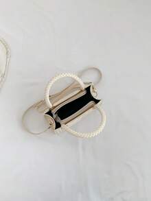 迷你方包絎縫圖案編織手柄 - 米色 - 查看 4