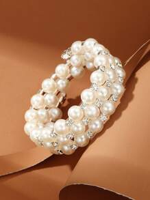 Faux Pearl Beaded Bracelet - White - View 4