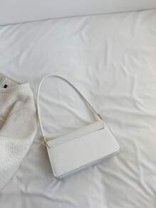 Đúng mốt Phong cách mới Màu thuần Hình cá sấu Hai Lớp chất liệu da PU Túi đeo vai Ví - trắng - Xem 2