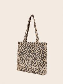 時尚風格托特包雙把手豹紋印花帆布 - 彩色 - 查看 3