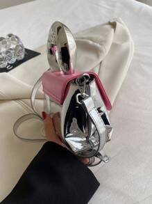 CONTAINEVERY Túi nhỏ mới lạ Màu khối có tay cầm trên cùng Màu hồng thời trang Hoàn hảo cho các bữa tiệc tựu trường, Đi chơi, Câu lạc bộ, Câu lạc bộ, Tụ tập dành cho các cô gái tuổi teen Sành điệu Y2k - Hồng - Xem 6