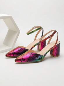 Phụ nữ Giày cao gót mũi nhọn chạm nổi bằng da rắn, Giày có dây đeo mắt cá chân ngoài trời ngộ nghĩnh - Nhiều màu - Xem 5