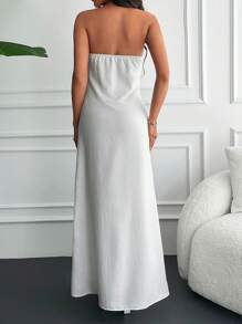 EURMUSE Solid Tube Dress - White - View 2