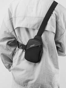 Túi đeo chéo mini Chi tiết chữ màu đen cho túi đeo ngực thể thao - màu đen - Xem 5