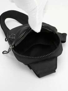 Túi đeo chéo mini Chi tiết chữ màu đen cho túi đeo ngực thể thao - màu đen - Xem 7