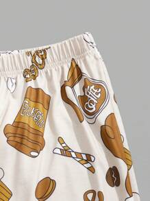 Men Letter & Cartoon Graphic PJ Set - Multicolor - View 3