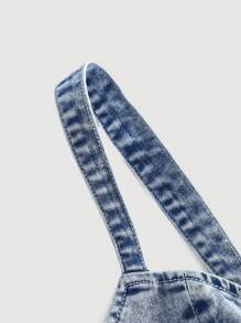 SHEIN ICON Plus Hanky Hem Denim Cami Top - Medium Wash - View 3