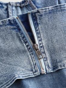 SHEIN ICON Plus Hanky Hem Denim Cami Top - Medium Wash - View 4