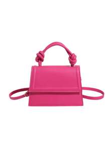 Túi vuông mini màu hồng có dây đeo có thể điều chỉnh, nút bấm PU Valentine - Màu Hồng Tươi - Xem 1