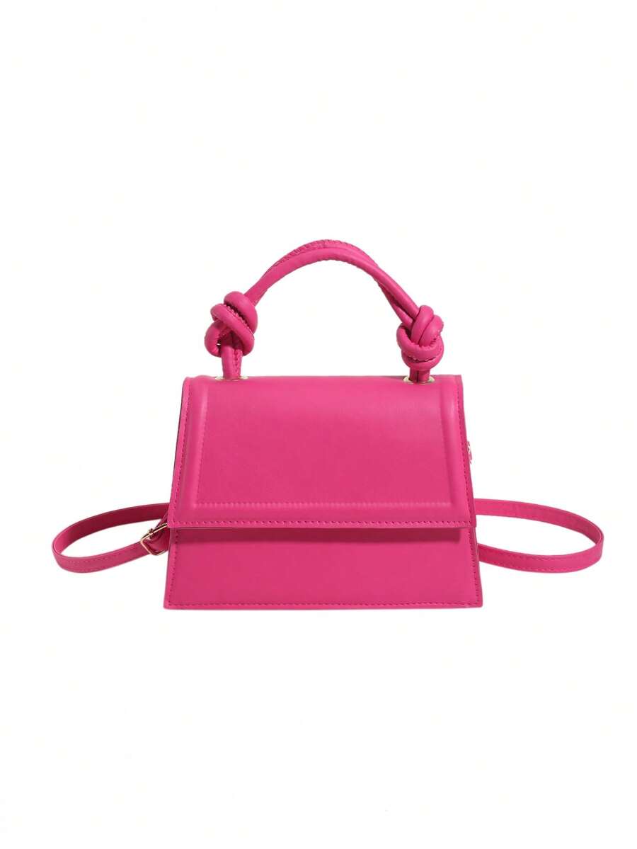 Túi vuông mini màu hồng có dây đeo có thể điều chỉnh, nút bấm PU Valentine - Màu Hồng Tươi - Xem 1