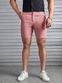 Manfinity VCAY Men Marled Print Slant Pocket Shorts - Dusty Pink - View 4