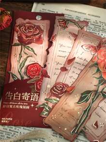 MR.PAPER 5pcs Rose Pattern Paper Bookmark, Vintage Multi-purpose Book Marker For Reading Book - Multicolor - View 6