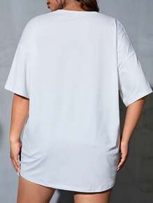 SHEIN EZwear T-shirt figure et lettre - Blanc - Voir 2