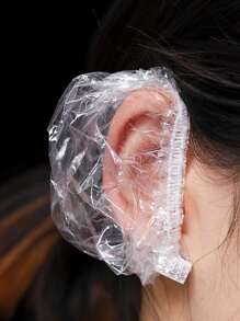 100pcs/set PE Earmuff, Simple Clear Disposable Waterproof Earmuff For Bathroom - Clear - View 1